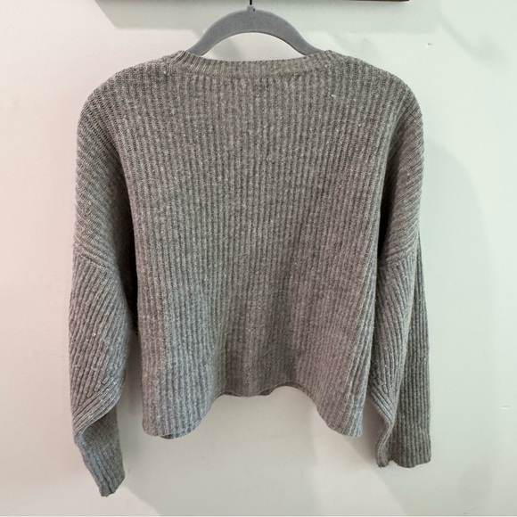 Organic John Patrick Grey Cropped Ribbed Knit Sweater Cashmere Wool Blend Small - Picture 5 of 5
